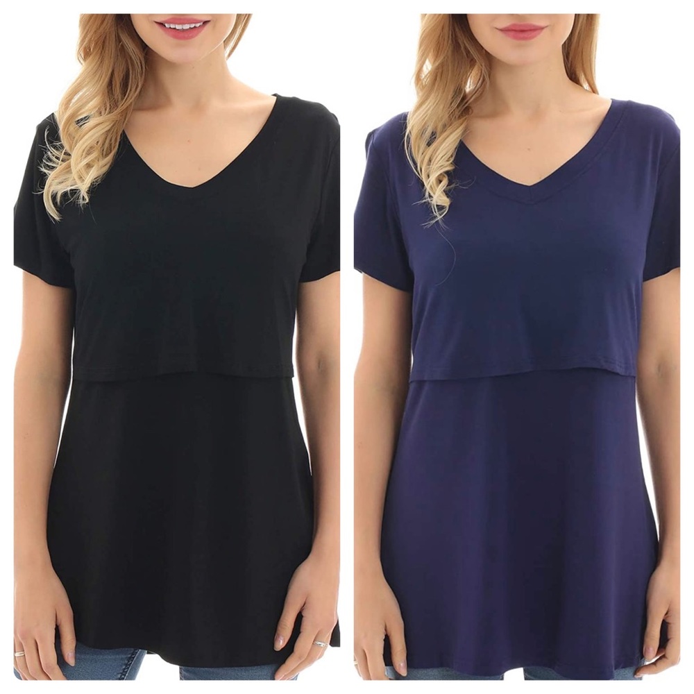 ✨New✨ Nursing T-Shirts (2 Pack - Black & Navy)